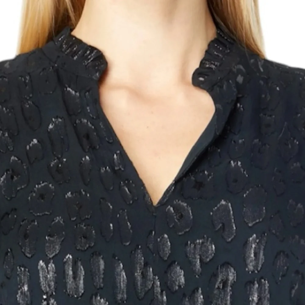𝐋𝐢𝐥𝐥𝐲 𝐏𝐮𝐥𝐢𝐭𝐳𝐞𝐫 Black Onyx Avelynn Lilly Silk Metallic Dress Size 4 - Picture 3 of 12